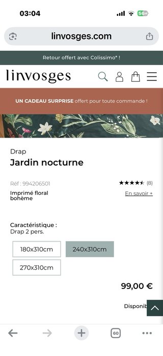 Jogo de lençóis cama de 160 Jardin nocturne linvos