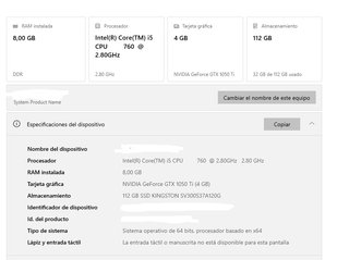 PC NOX Intel Core i5 760 8GB RAM SSD 120Gb