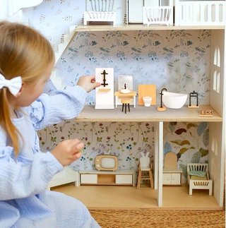 Set da Bagno in Miniatura in Legno per Case delle Bambole