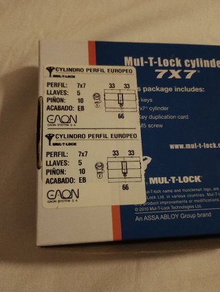 Cilindro Mul-T-Lock 7X7 Gaon 66mm 10 pines