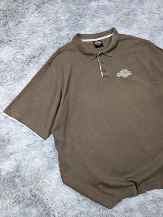 Harley Davidson Polo Marrón Caqui Vintage Retro