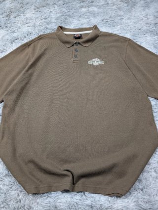 Harley Davidson Polo Marrón Caqui Vintage Retro
