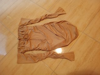 Vestido corto beige manga larga talla S
