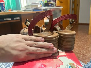 Sandalias cuña piel mujer talla 39