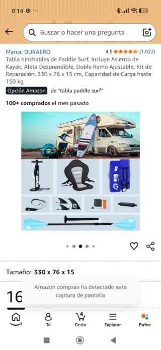 Tabla Paddle Surf Hinchable Duraero