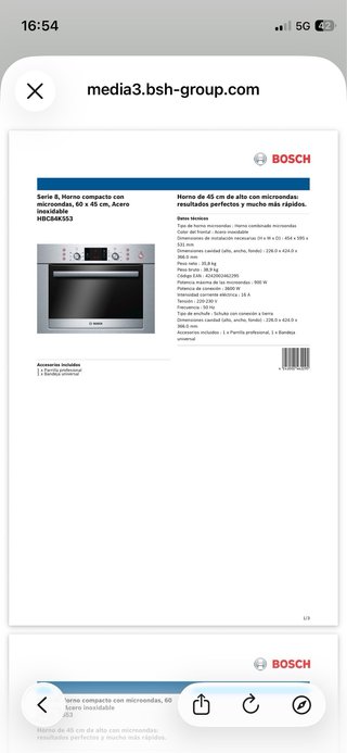 Horno + Microondas Bosch Serie 8 Integrable