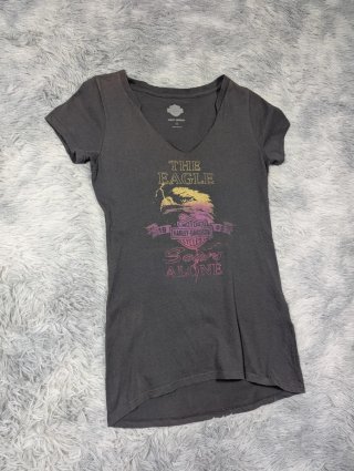 Harley Davidson Camiseta Gris Desteñida Vintage