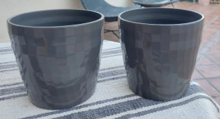 2 Macetas Cerámica Gris 13cm Alto x 13cm Diámetro