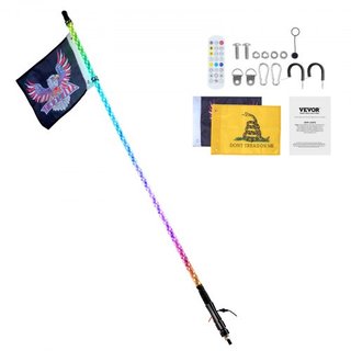 1 PC 4 FT Luz de Cola, Control Remoto APP y RF Luz de Cola LED, Luz de Cola Iluminada RGB en Espiral 360° Impermeable con 2 Banderas, para UTVs, ATVs, Motocicletas, RZR, Can-am, Camiones, Off-road...