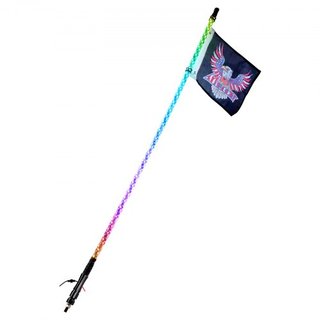 1 PC 4 FT Luz de Cola, Control Remoto APP y RF Luz de Cola LED, Luz de Cola Iluminada RGB en Espiral 360° Impermeable con 2 Banderas, para UTVs, ATVs, Motocicletas, RZR, Can-am, Camiones, Off-road...