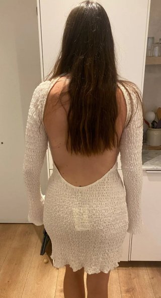 Vestido Ibicenco Beige/Blanco Talla L Nuevo