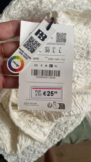 Vestido Ibicenco Beige/Blanco Talla L Nuevo