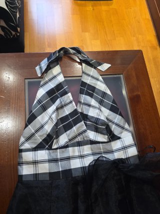 Vestido de ceremonia cuadros y negro