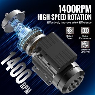 Motor Eléctrico de 1.5KW 1400 rpm, AC 220~240V 9.85A, 90L, Marco B34, Motor de Compresor de Aire Monofásico, Eje Con Diente de 24mm, Rotación CW/CCW para Maquinaria Agrícola y Equipos Generales