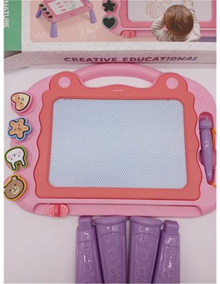 Pizarra Magnética Infantil -Pizarra de Dibujo Mágica de Colores con 4 sellos Magnéticos y 1 lápiz Capacitivo - Almohadilla Borrabl