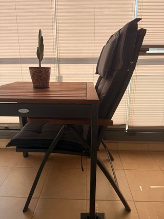 Mesa y 2 Sillas Terraza Madera y Metal reclinables
