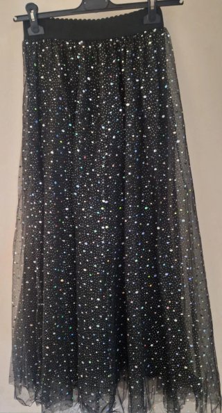 Gonna donna nera con pois multicolor
