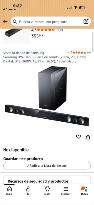 Samsung HW-H430 Barra de Sonido Negra