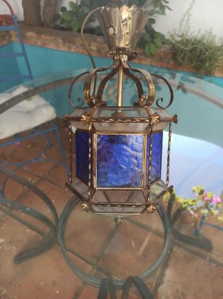 Lámpara marroquí de cristal y metal