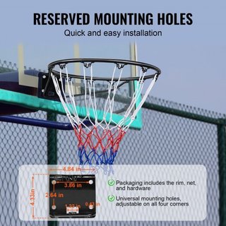 Aro de Baloncesto, Aro de Baloncesto Montado en Pared o Puerta, Reemplazo de Aro de Baloncesto Flex de Q235 de Alta Resistencia con Red y Doble Resorte, Aro Colgante Estándar de 18" para Interiore...
