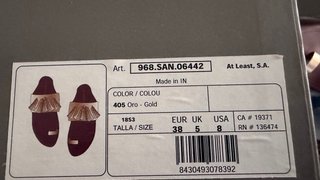Sandalias Intropia Talla 38 Borgoña y Dorado