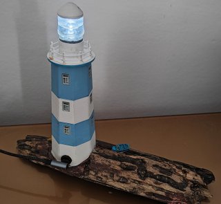 Faro decorativo legno mare bianco azzurro