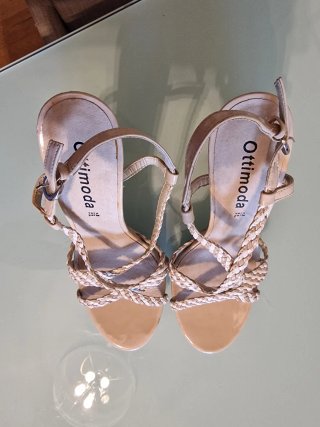 Sandali nuovi tacco Ottimo beige/bianco