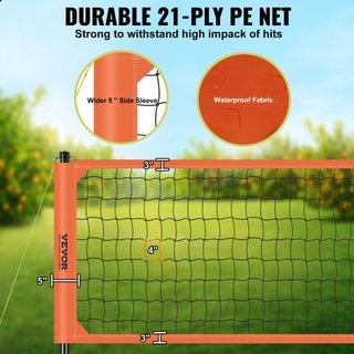 Sistema de Red de Voleibol Portátil para Exterior, Postes de Aluminio de Altura Ajustable, Juego de Voleibol Profesional con Voleibol de PVC, Bomba, Bolsa de Transporte, Red de Voleibol de Alta Re...