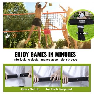 Sistema de Red de Voleibol Portátil para Exterior, Postes de Aluminio de Altura Ajustable, Juego de Voleibol Profesional con Voleibol de PVC, Bomba, Bolsa de Transporte, Red de Voleibol de Alta Re...