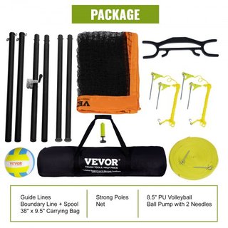 Sistema de Red de Voleibol Portátil para Exterior, Postes de Aluminio de Altura Ajustable, Juego de Voleibol Profesional con Voleibol de PVC, Bomba, Bolsa de Transporte, Red de Voleibol de Alta Re...