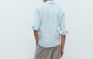 Camisa mujer 100% Lino Azul Nueva