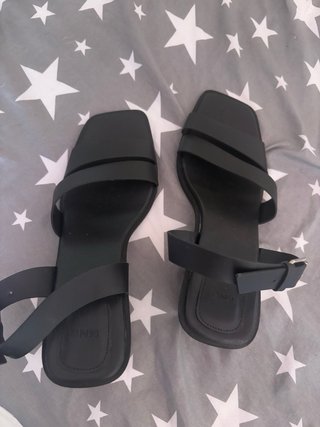 Sandalias Mango Tacón Bloque Negro