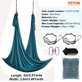 Hamaca y Columpio de Yoga Aéreo, 5.5 Yardas, Kit de Inicio de Yoga Aéreo con Tela de Nylon de 100gsm, Hardware de Rigging Completo y Guía de Configuración Fácil, Vuelo Antigravedad para Todos los ...