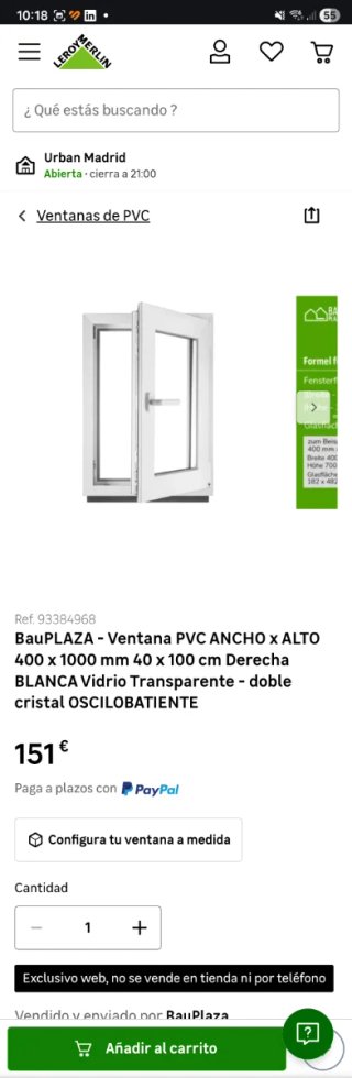 2 Ventanas Blancas PVC Doble Cristal 40x100cm