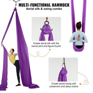 Columpio de Seda Aérea y Yoga, 8.7 Yardas, Kit de Hamaca de Yoga Aéreo con Tela de Nylon de 100gsm, Hardware de Rigging Completo y Guía de Configuración Fácil, Vuelo Antigravedad para Todos los Ni...
