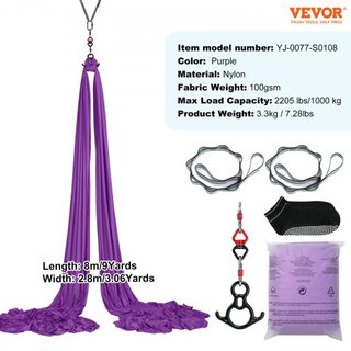 Columpio de Seda Aérea y Yoga, 8.7 Yardas, Kit de Hamaca de Yoga Aéreo con Tela de Nylon de 100gsm, Hardware de Rigging Completo y Guía de Configuración Fácil, Vuelo Antigravedad para Todos los Ni...