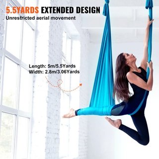 Hamaca y Columpio de Yoga Aéreo, 5.5 Yardas, Kit de Inicio de Yoga Aéreo con Tela de Nylon de 100gsm, Hardware de Rigging Completo y Guía de Configuración Fácil, Vuelo Antigravedad para Todos los ...