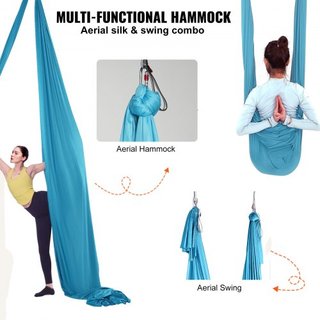 Hamaca y Columpio de Yoga Aéreo, 5.5 Yardas, Kit de Inicio de Yoga Aéreo con Tela de Nylon de 100gsm, Hardware de Rigging Completo y Guía de Configuración Fácil, Vuelo Antigravedad para Todos los ...