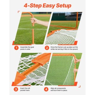 Meta de Lacrosse, Red de Lacrosse Pequeña para Niños de 4' x 4', Meta de Lacrosse Plegable y Portátil con Bolsa de Transporte, Equipo de Entrenamiento de Marco de Hierro para el Jardín, Configurac...
