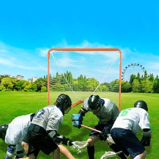 Meta de Lacrosse, Red de Lacrosse Pequeña para Niños de 4' x 4', Meta de Lacrosse Plegable y Portátil con Bolsa de Transporte, Equipo de Entrenamiento de Marco de Hierro para el Jardín, Configurac...