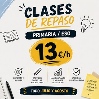 Clases particulares Primaria y ESO | 13 €/h