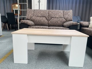 Mesa de centro elevable madera y blanca