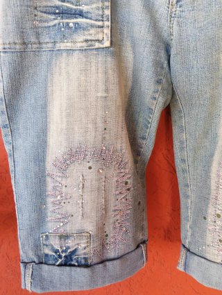 Bermuda jeans donna con decorazioni