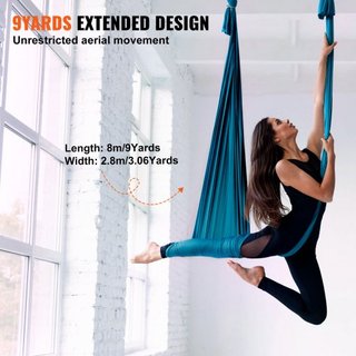 Columpio de Seda Aérea y Yoga, 8.7 Yardas, Kit de Hamaca de Yoga Aéreo con Tela de Nylon de 100gsm, Hardware de Rigging Completo y Guía de Configuración Fácil, Vuelo Antigravedad para Todos los Ni...