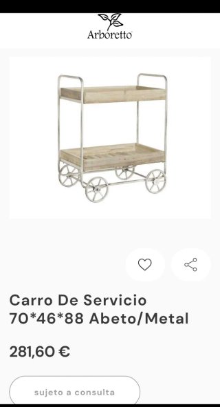 Camarera de madera y metal. Nueva