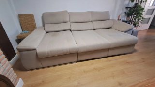 Sofá chaise longue beige tela