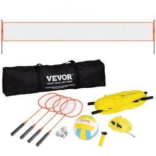 Conjunto de Voleibol y Bádminton, Red de Bádminton Portátil para Exterior, Postes de Acero de Altura Ajustable, Conjunto Profesional con Voleibol de PVC, Bomba, Bolsa de Transporte, Fácil de Monta...