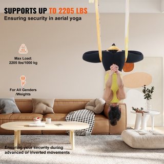 Hamaca y Columpio de Yoga Aéreo, 5.5 Yardas, Kit de Inicio de Yoga Aéreo con Tela de Nylon de 100gsm, Hardware de Rigging Completo y Guía de Configuración Fácil, Vuelo Antigravedad para Todos los ...