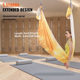Hamaca y Columpio de Yoga Aéreo, 5.5 Yardas, Kit de Inicio de Yoga Aéreo con Tela de Nylon de 100gsm, Hardware de Rigging Completo y Guía de Configuración Fácil, Vuelo Antigravedad para Todos los ...