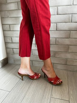 Sandalias de cuero rojo talla 38. Poco uso+ REGALO